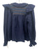 Sea New York Size S Navy Blue Linen & Cotton Long Sleeve Tie V Neck Top Navy Blue / S