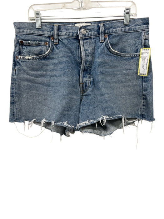 Agolde Size 30 Light Wash Cotton Denim Raw Hem Button Fly Cutoff Shorts Light Wash / 30