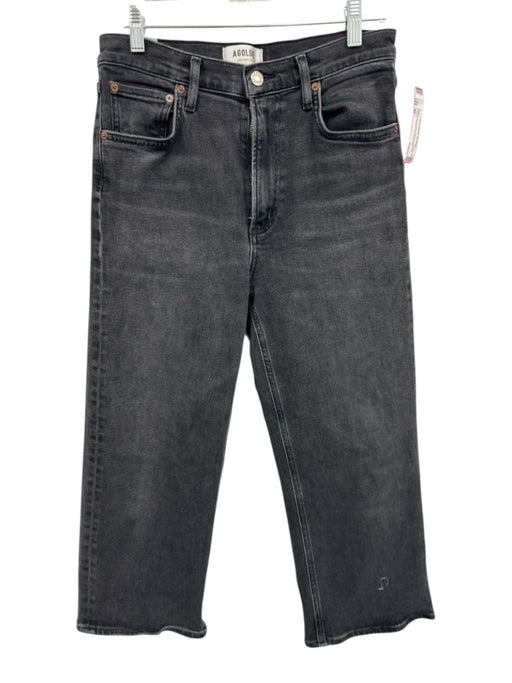 Agolde Size 28 Faded Black Cotton Denim High Rise Pockets Straight Leg Jeans Faded Black / 28