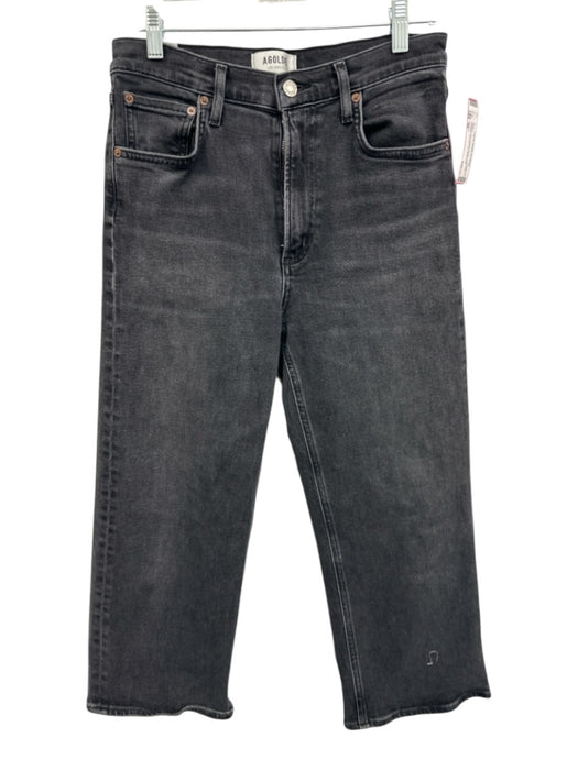 Agolde Size 28 Faded Black Cotton Denim High Rise Pockets Straight Leg Jeans Faded Black / 28