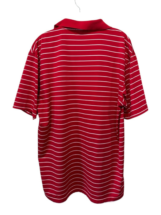 Peter Millar Size M Red & White Polyester Striped Polo Men's Short Sleeve Red & White / M