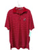 Peter Millar Size M Red & White Polyester Striped Polo Men's Short Sleeve Red & White / M