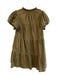 Crosby Size M Moss Green Linen & Cotton V Neck Short Sleeve Ruffle Detail Dress Moss Green / M