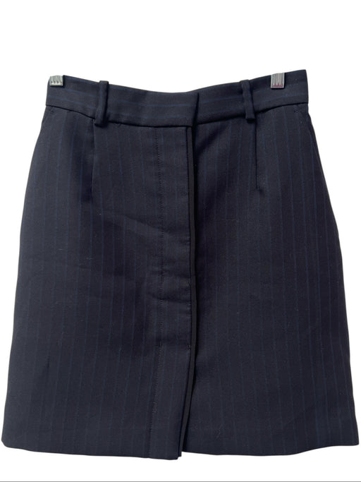 Sandro Size 1 Black & Blue Viscose Hidden Button Pin Stripe Knee Length Skirt Black & Blue / 1