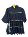 Sofie the Label Size L Navy & white Cotton 3/4 Balloon Sleeve Collar Dress Navy & white / L