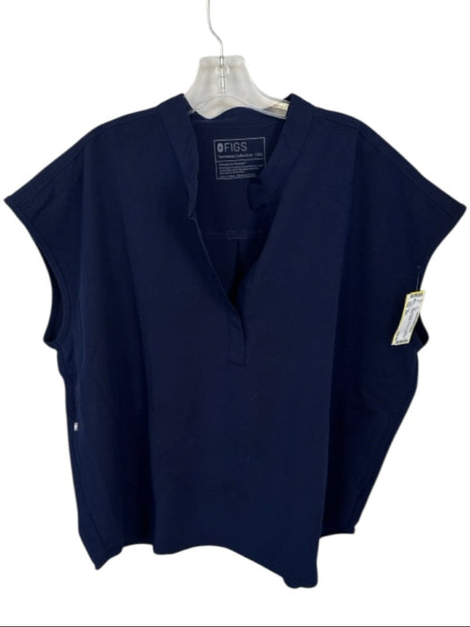 Figs Size XXL Navy Polyester Cap Sleeve Split Neck Athletic Top Navy / XXL