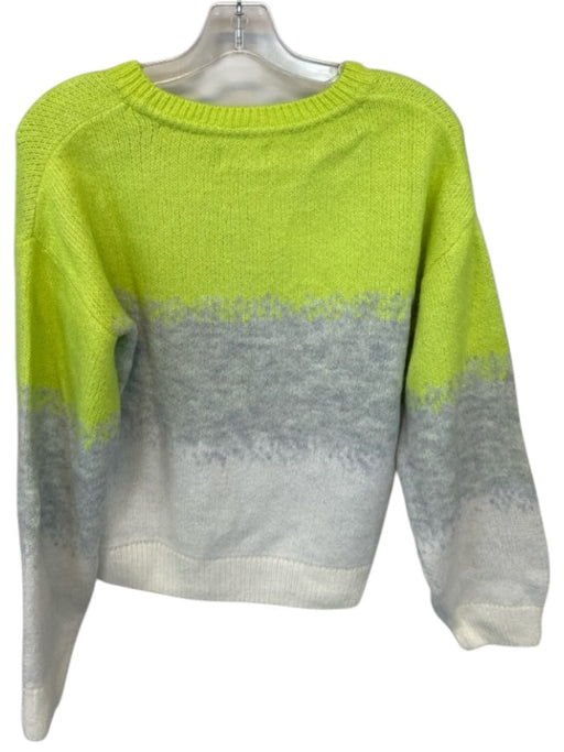 Maeve Size S Lime Green & Gray Acrylic Blend Knit Ombre Sweater Lime Green & Gray / S