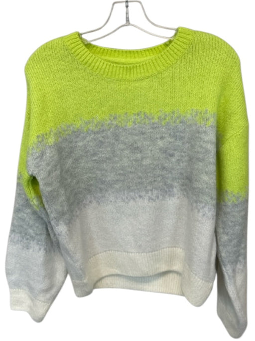 Maeve Size S Lime Green & Gray Acrylic Blend Knit Ombre Sweater Lime Green & Gray / S