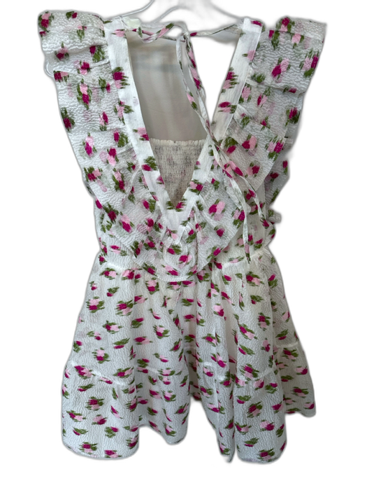 Buddy Love Size XS White & Magenta Polyester Textured Flowers Ruffles Dress White & Magenta / XS