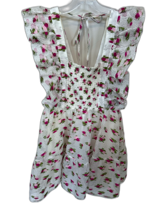 Buddy Love Size XS White & Magenta Polyester Textured Flowers Ruffles Dress White & Magenta / XS