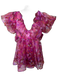 Buddy Love Size XS Pink & Purple Polyester Short Balloon Sleeve Flowers Dress Pink & Purple / XS