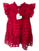 Buddy Love Size S Red Polyester Flutter Sleeves Checkered Ruffle collar Dress Red / S