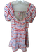 Buddy Love Size XS Red & Pink Polyester Short Balloon Sleeve Grid Back Tie Dress Red & Pink / XS