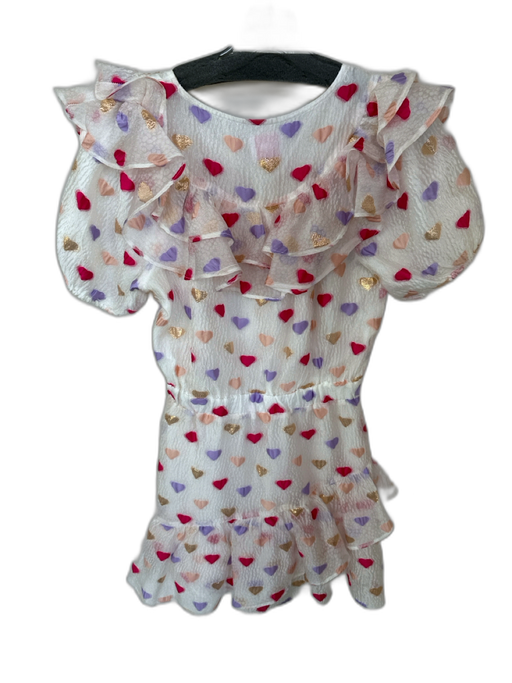 Buddy Love Size S purple & pink Polyester Short Balloon Sleeve Hearts Dress purple & pink / S