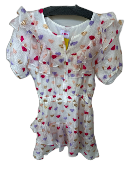 Buddy Love Size S purple & pink Polyester Short Balloon Sleeve Hearts Dress purple & pink / S