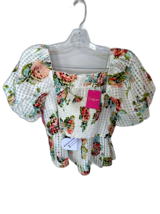 Buddy Love Size S Green & Red Polyester Checkered Flowers Cropped Skirt Set Green & Red / S