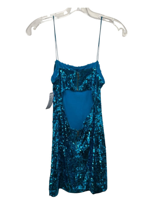 Alice + Olivia Size 0 Metallic Blue Nylon & Acetate Fully Sequined Mini Dress Metallic Blue / 0