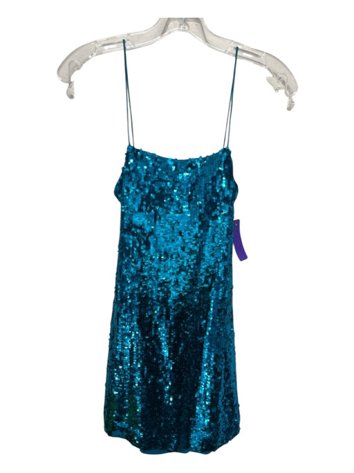 Alice + Olivia Size 0 Metallic Blue Nylon & Acetate Fully Sequined Mini Dress Metallic Blue / 0