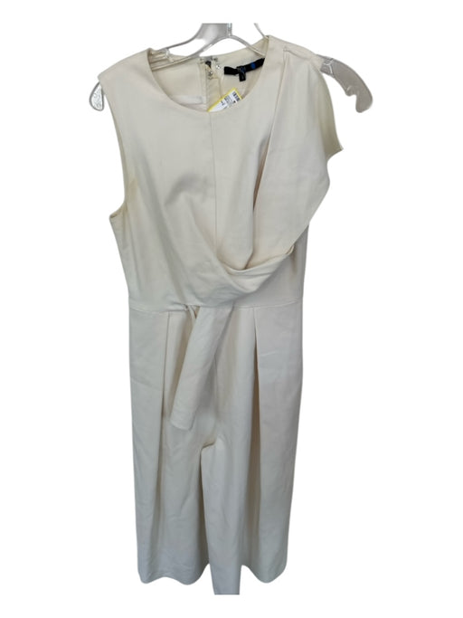 Tibi Size 2 Cream Sleeveless Front Twist Back Zip Wide Leg Jumper Cream / 2