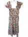 Crosby Size XS White & Multi Cotton Flutter Sleeves Flowers Swiss Dot Dress White & Multi / XS