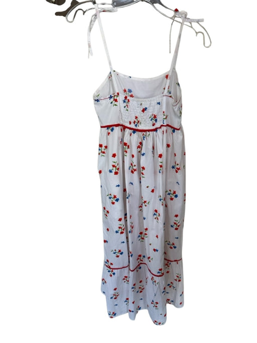 Olivia James Size XS Red, White & Blue Cotton Tie Straps Flowers Maxi Dress Red, White & Blue / XS