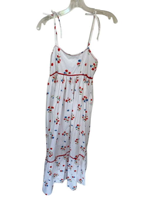 Olivia James Size XS Red, White & Blue Cotton Tie Straps Flowers Maxi Dress Red, White & Blue / XS