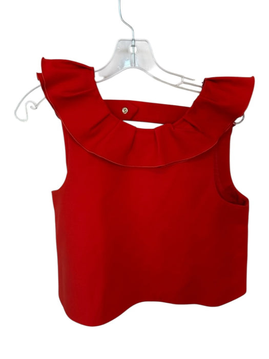 Tibi Size 4 Tomato Cotton Blend Flutter Sleeves Keyhole Back Top Tomato / 4