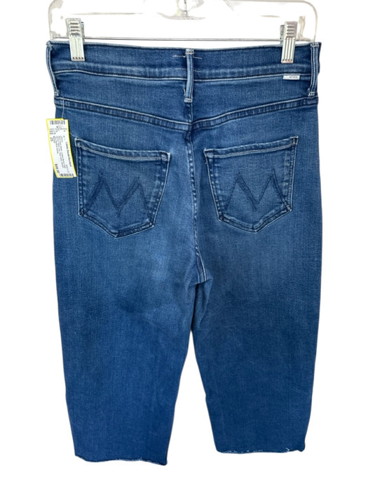 Mother Size 25 Med Dark Wash Cotton Blend High Waist Wide Leg Raw Hem Jeans Med Dark Wash / 25
