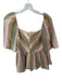 Mirth Size S Pink & Brown Cotton Short Sleeve Striped Back Zip Top Pink & Brown / S