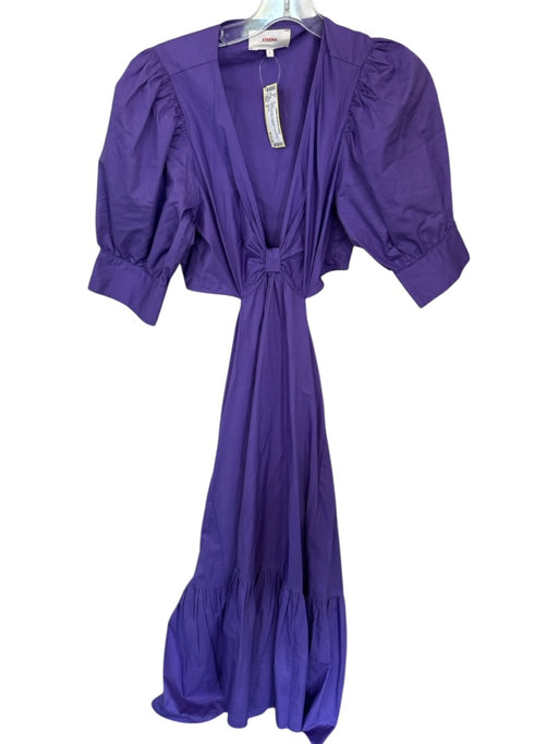 XiRENA Size S Purple Cotton 3/4 Balloon Sleeve Cut Out Sides Maxi Dress Purple / S