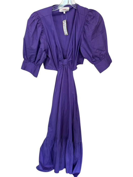 XiRENA Size S Purple Cotton 3/4 Balloon Sleeve Cut Out Sides Maxi Dress Purple / S