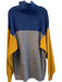 Free People Size L Gray Navy & Yellow Rayon Blend Knit Turtleneck Sweater Gray Navy & Yellow / L