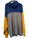 Free People Size L Gray Navy & Yellow Rayon Blend Knit Turtleneck Sweater Gray Navy & Yellow / L