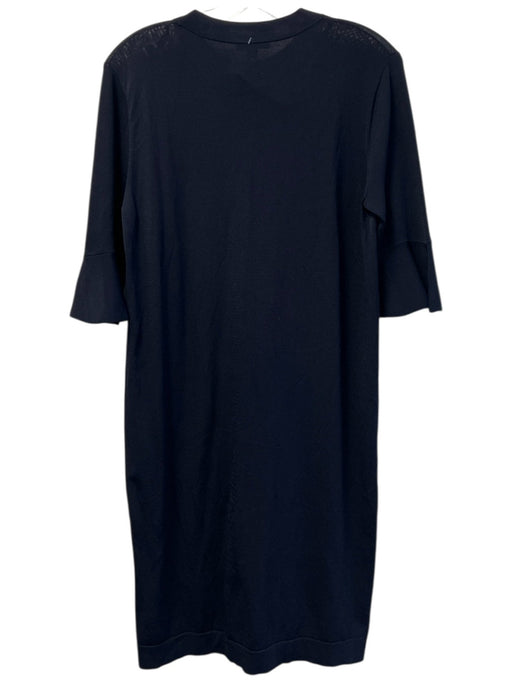COS Size S Navy Blue Rayon Blend Round Neck 1/2 Sleeve Bell Sleeve Solid Dress Navy Blue / S