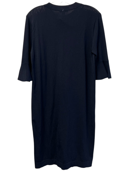 COS Size S Navy Blue Rayon Blend Round Neck 1/2 Sleeve Bell Sleeve Solid Dress Navy Blue / S