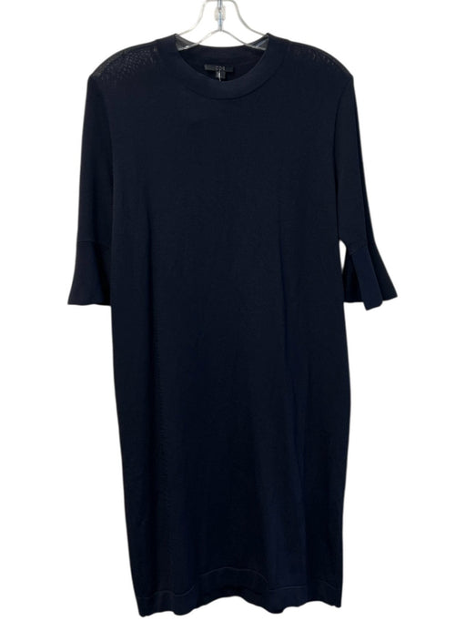 COS Size S Navy Blue Rayon Blend Round Neck 1/2 Sleeve Bell Sleeve Solid Dress Navy Blue / S