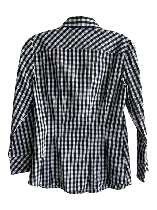 Lafayette 148 Size 0 Black & White Cotton Collared Button Up Long Sleeve Top Black & White / 0
