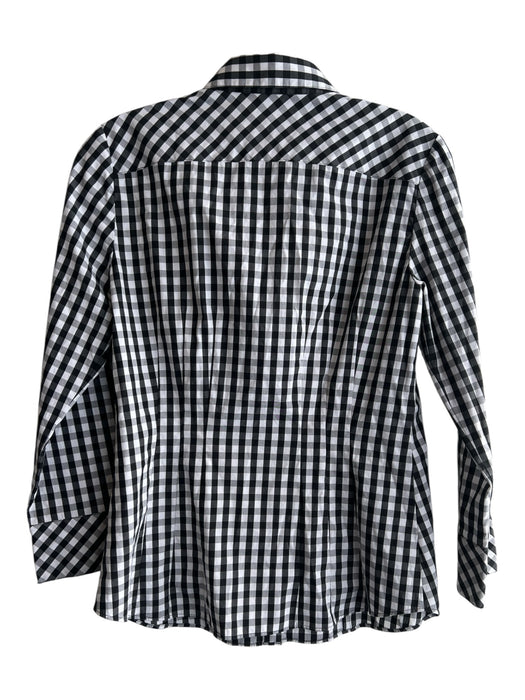Lafayette 148 Size 0 Black & White Cotton Collared Button Up Long Sleeve Top Black & White / 0