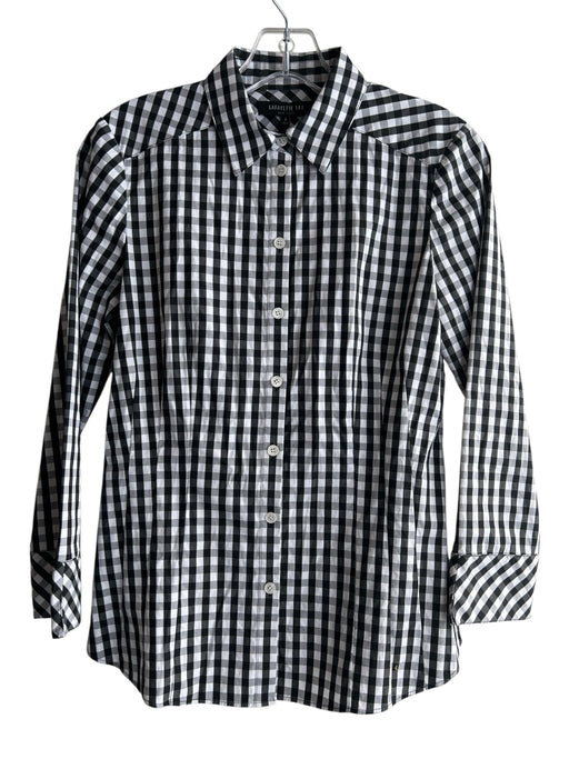Lafayette 148 Size 0 Black & White Cotton Collared Button Up Long Sleeve Top Black & White / 0