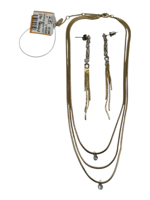 Serefina Gold & Multi Metal & Stone dangle Multi Strand Necklace Jewelry Set Gold & Multi
