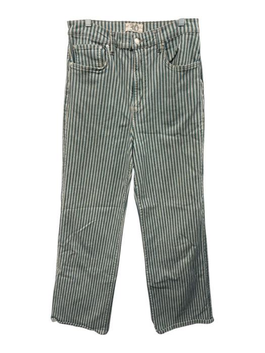 We The Free Size 30 Teal & Cream Print Cotton Blend Denim Striped Jeans Teal & Cream Print / 30