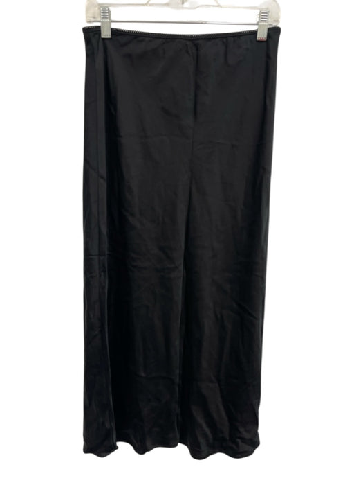 Reformation Size 8 Black Silk Elastic Waistband Satin A Line Maxi Skirt Black / 8