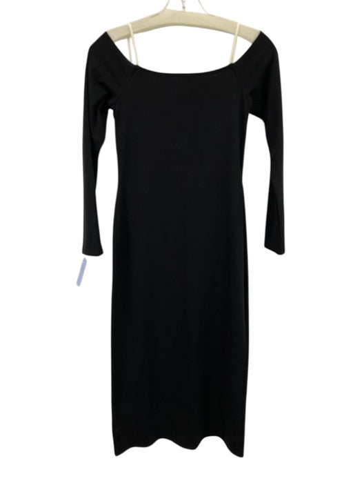 Reformation Size M Black & White Cotton Blend Off Shoulder Long Sleeve Dress Black & White / M