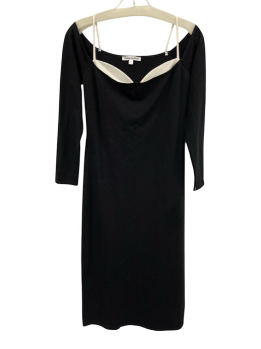 Reformation Size M Black & White Cotton Blend Off Shoulder Long Sleeve Dress Black & White / M