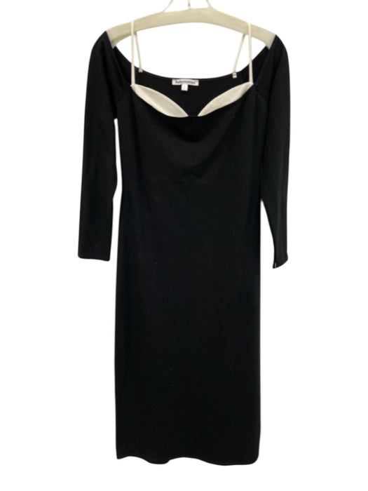 Reformation Size M Black & White Cotton Blend Off Shoulder Long Sleeve Dress Black & White / M