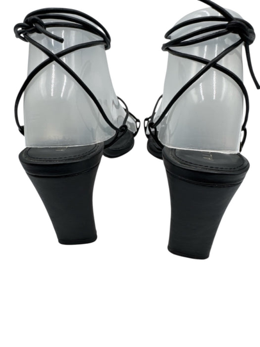 Alohas Shoe Size 39 Black Leather Upper Strappy Wrap Ankle Thong Sandals Black / 39