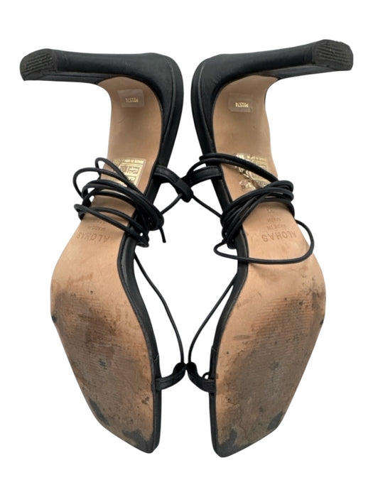 Alohas Shoe Size 39 Black Leather Upper Strappy Wrap Ankle Thong Sandals Black / 39
