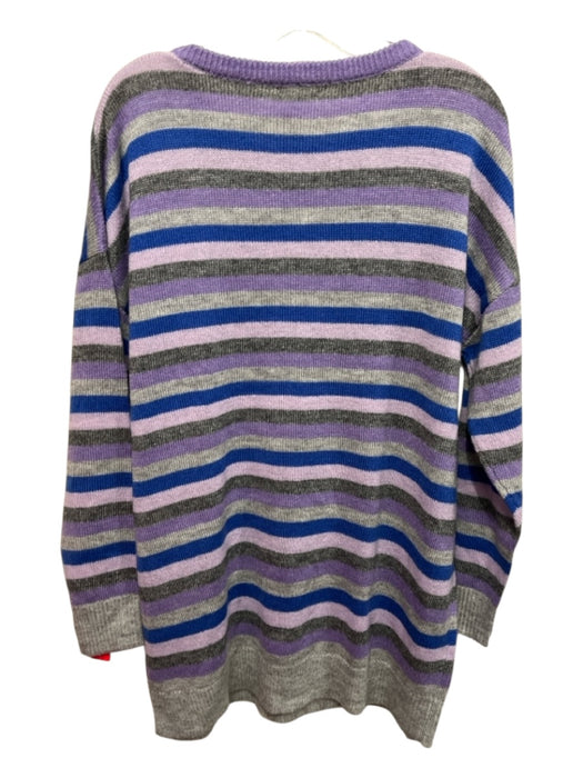 Tularosa Size S Purple, Gray, Blue Acrylic Stripe Oversized Round Neck Sweater Purple, Gray, Blue / S