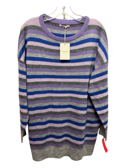 Tularosa Size S Purple, Gray, Blue Acrylic Stripe Oversized Round Neck Sweater Purple, Gray, Blue / S