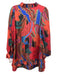 Alden Adair Size XS Orange, Blue, Green Polyester Long Pleated Sleeve Dress Orange, Blue, Green / XS
